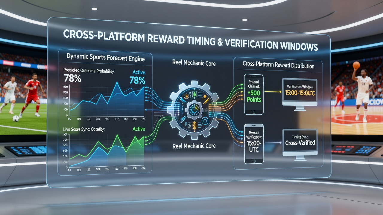 Diagram of verification windows intersecting with reward timing across sports forecast platforms and reel game interfaces