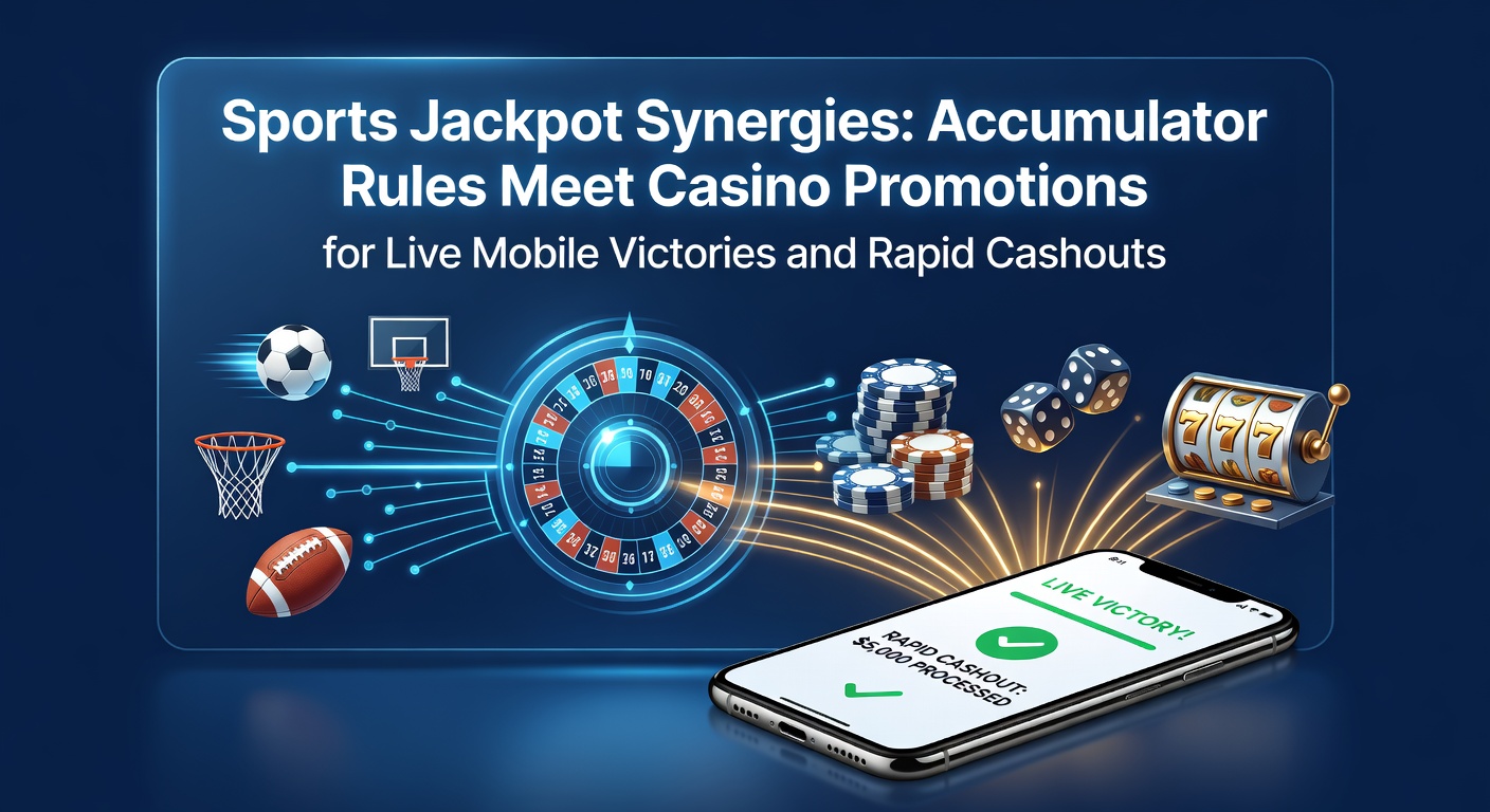 Smartphone mit Live-Sportwette und Casino-Jackpot-Symbolen, das Synergien zwischen Akkumulatoren und Promotions visualisiert